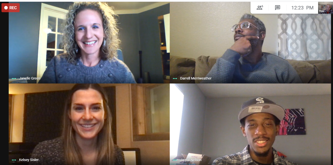 Screenshot of a group of speakers virtually in meeting