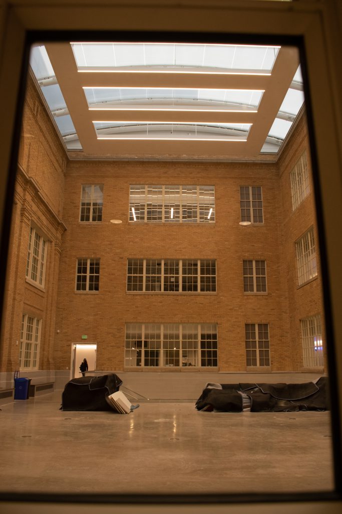A huge indoor courtyard inside of ACC's Rio Grande campus.