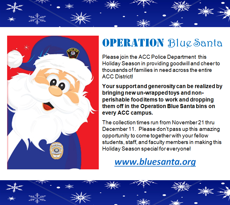 Join the ACC Police Department in Operation Blue Santa