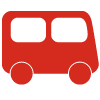 Transportation icon graphic of a red vehicle