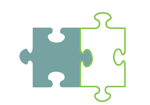 Private-Public Partnership Icon - Two puzzle pieces linked together
