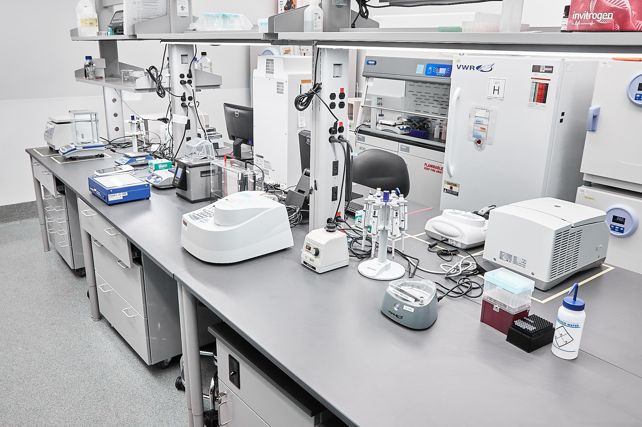 lab bench with equipment
