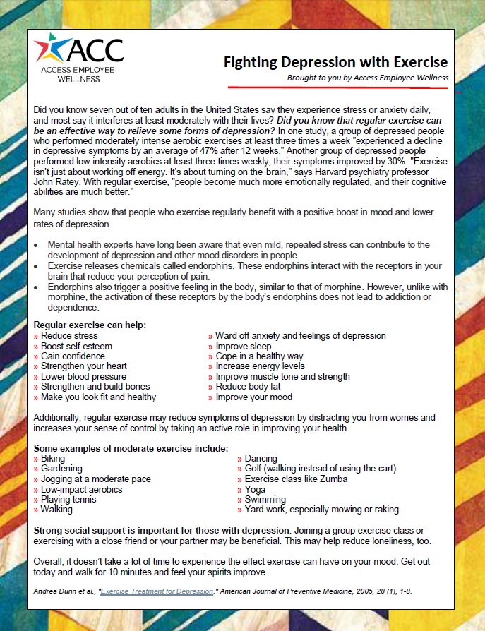 Tip Sheet Fighting Depression with Exercise Access Employee Wellness