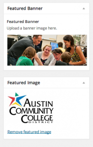 Featured Banner and Featured Image selection areas