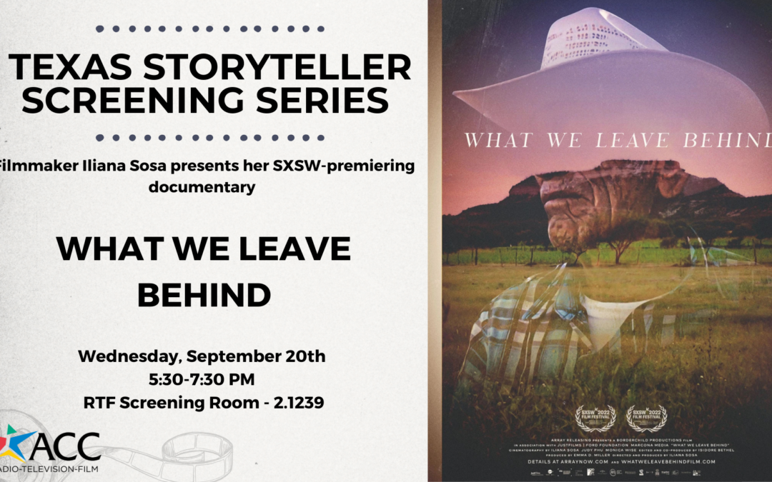 RTF: Texas Storyteller Screening Series: 9/20, 10/19, 11/15.