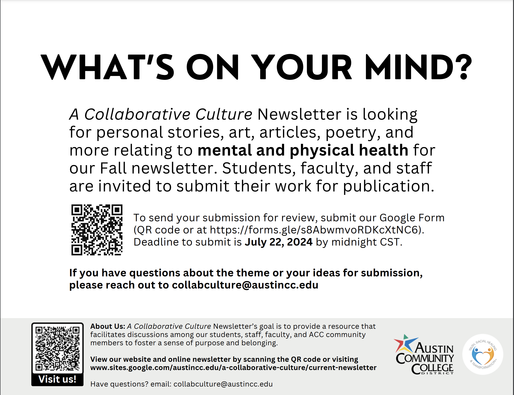 Deadline July 22: A Collaborative Culture Newsletter