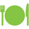 Food and Nutrition Icon graphic of a plate, knife and fork