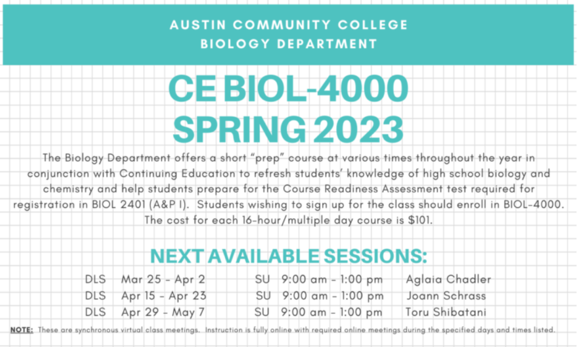 Need help preparing for A&P I? Check out the CE BIOL 4000 prep course. 