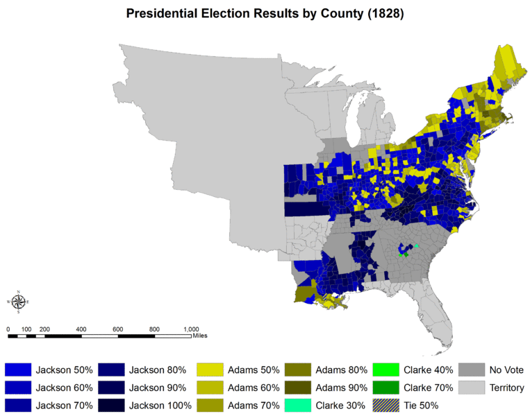 1828 Presidential Race by County