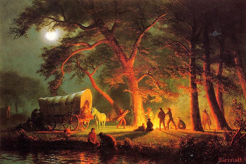 "Oregon Trail (Campfire)," Albert Bierstadt, 1863