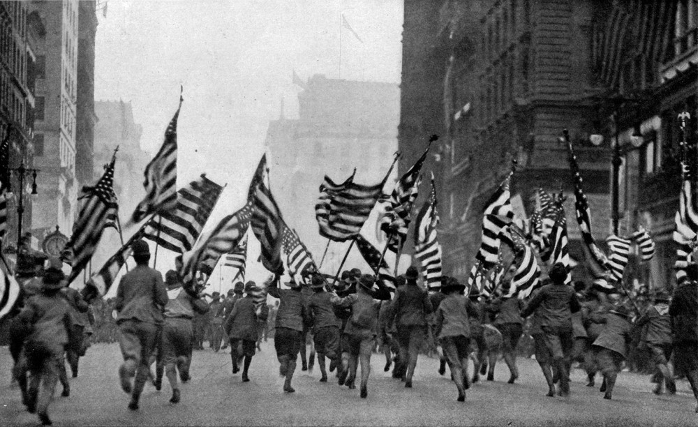 Boy Scouts in NYC "Wake Up America" Parade, National Geographic 1917
