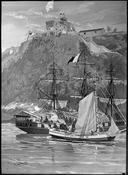 Capture of the French Privateer Sandwich by Armed Marines on the Sloop Sally, From the U.S. Frigate Constitution, Puerto Plata Harbor, Santo Domingo, 11 May 1800, National Archives