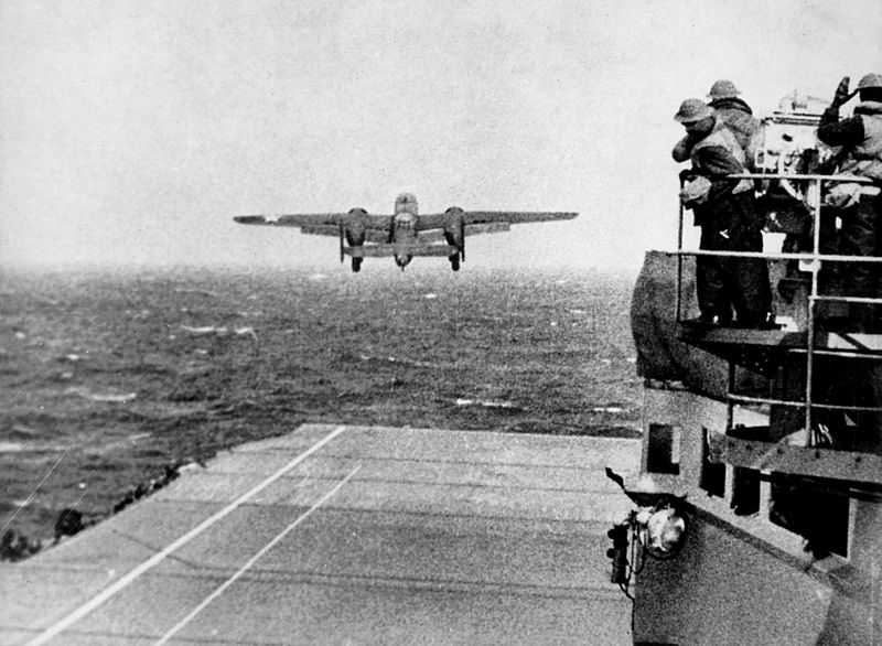 B-25 Bomber Takes Off From Aircraft Carrier in Doolittle Raids (Normally, Only Fighters Take Off From Aircraft Carriers)