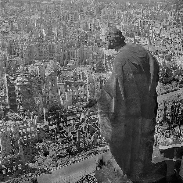 Richard Peter Photo of Dresden, 1945, Allegorie der Güte by Blick vom Rathausturm in Foreground