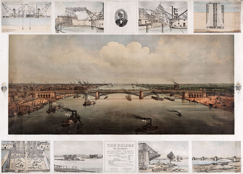 Eads Bridge Construction, St. Louis, 1874