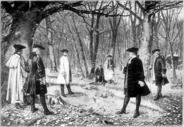 Duel Between Alexander Hamilton and Aaron Burr, After Painting by J. Mund, Weehawken, New Jersey, July 11, 1804