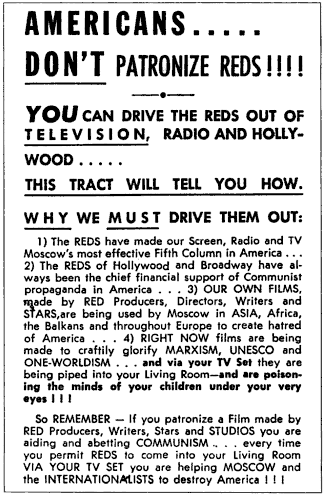Hollywood Anti-Communist Leaflet