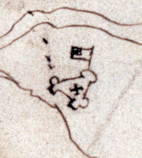 Sketch of the Jamestown Fort Sent to King Philip III of Spain by his Ambassador Zuniga. The Sketch was Found on the Back of a Map made by John Smith in 1608.