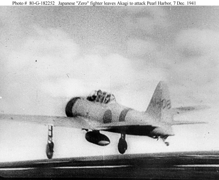 Japanese Navy Mitsubishi A6M2 "Zero" Fighter Takes Off From the Aircraft Carrier Akagi, 1941