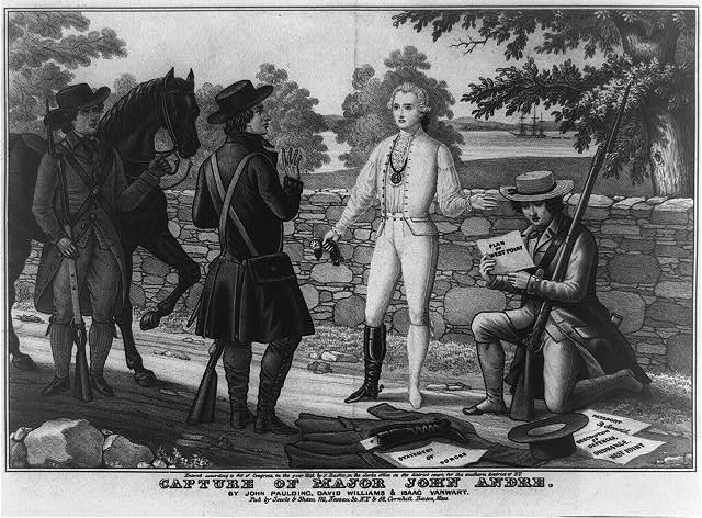 Capture of Major John Andre by John Paulding, David Williams & Isaac Vanwart, Lithograph by J. Baillie, 1845, Library of Congress