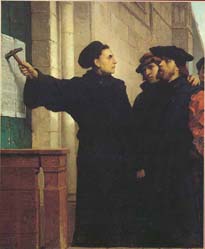 Martin Luther Nailing 95 Theses to Door of Wittenburg Cathedral, 1517