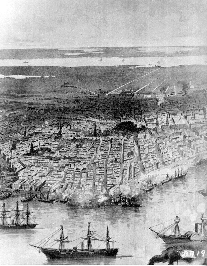 Panoramic View of New Orleans-Federal Fleet @ Anchor in the River, ca. 1862