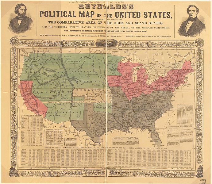 Political Map of the United States, 1856