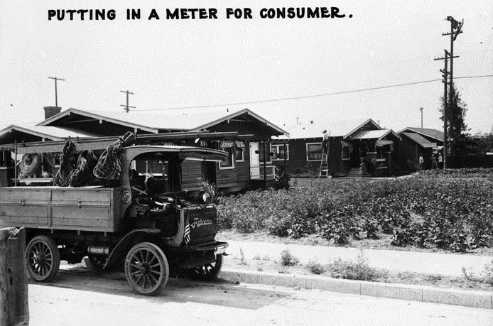 Installing Residential Meter, Southern California, ca. 1920, Source: Water & Power Associates