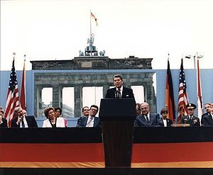 Ronald Reagan Speaking in Front of the Brandenburg Gate