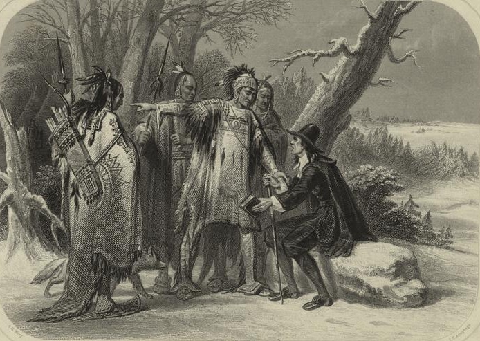 Roger Williams, Founder of Rhode Island, Meeting With the Narragansett Indians, 1856, New York Public Library