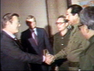 Saddam Hussein Greets Donald Rumsfeld