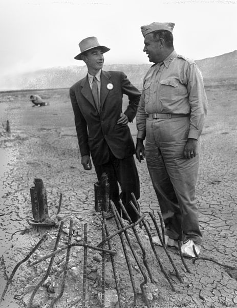 Robert Oppenheimer and Leslie Groves @ Ground Zero, Trinity Site, July 1945
