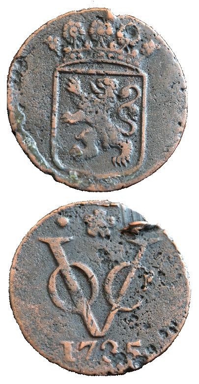 Both Sides of a Duit Issued by Dutch East India Co.