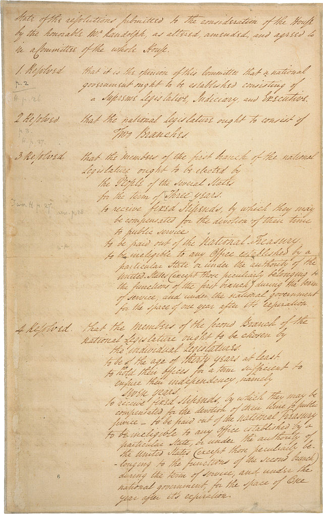 Front Page of Madison's Virginia Plan