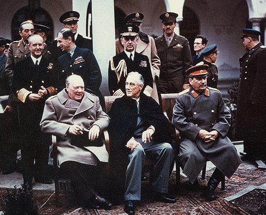 Yalta Summit in February 1945 w. (from left to right) Winston Churchill, Franklin Roosevelt & Joseph Stalin