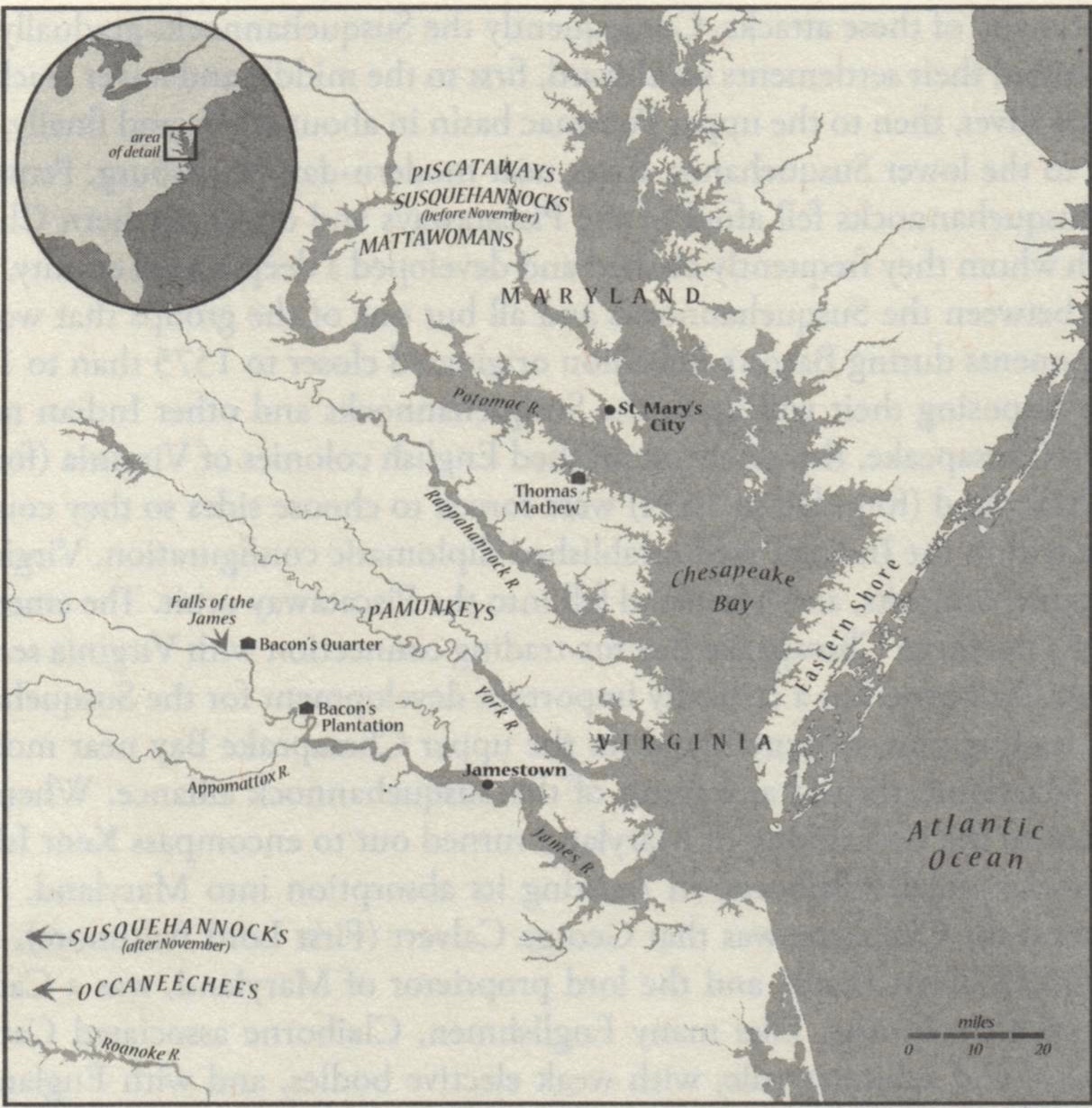 Map of Bacon's Rebellion, Rebecca L. Wren
