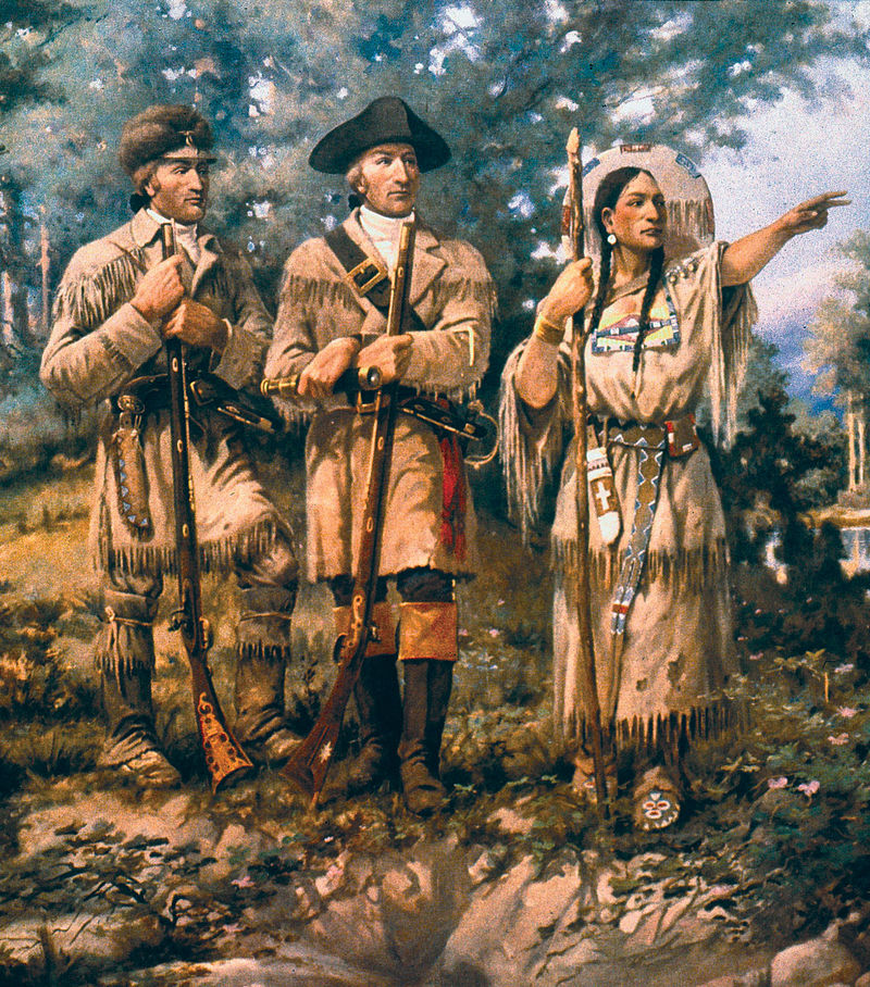 Sacagawea With Lewis & Clark at Three Forks, Mural From Montana State Capital