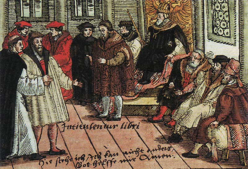 Luther in Worms, Woodcut, Artist Unknown, c. 1577