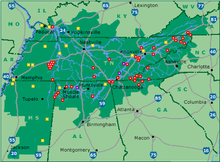 TVA Sites as of 2005