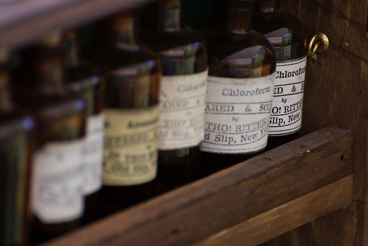 Antique Bottles of Chloroform, Chickamauga, Tennessee, WikiCommons