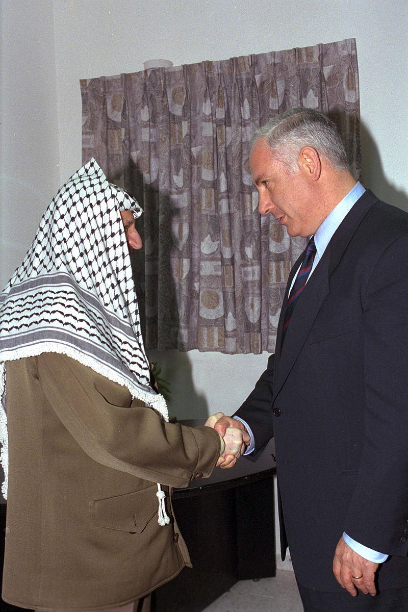Benjamin Netanyahu Meets His Nemesis Yassir Arafat at Erez Crossing (Gaza Strip) in 1996, Flickr