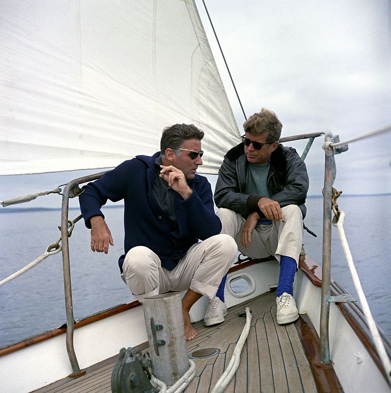 Kennedy On Board His "Floating White House" (Former USCG Training Vessel Manitou) Off Maine Coast With Brother-In-Law Actor Peter Lawford, August 1962, JFK Library