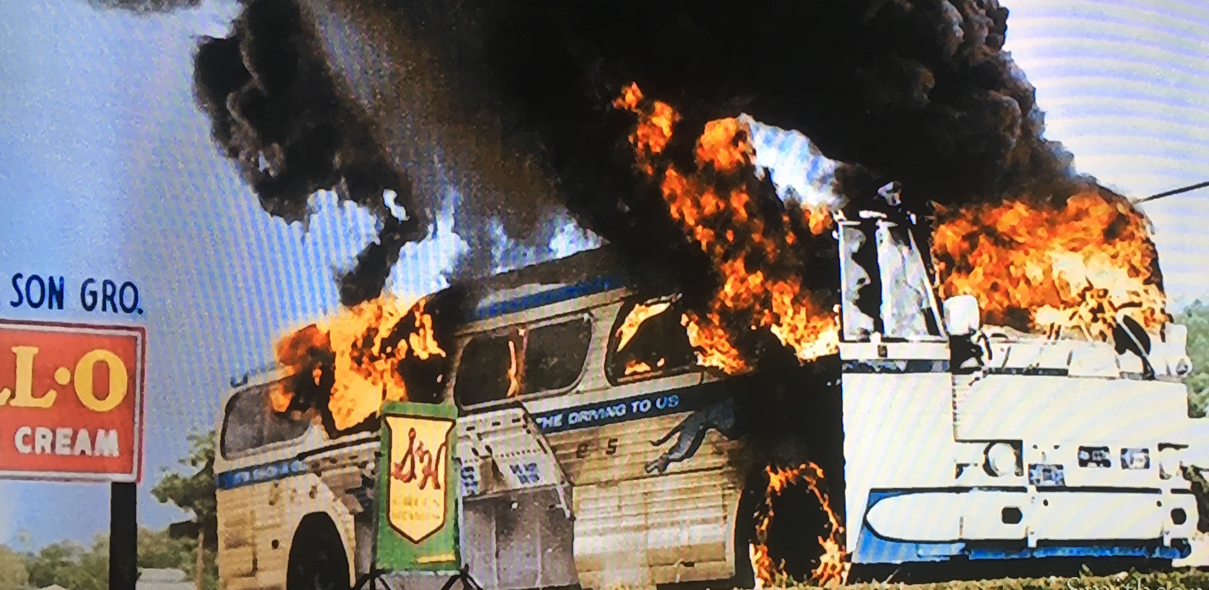 CORE Freedom Ride Bus Firebombed By KKK Outside Anniston, Alabama, May 14, 1961, Photo By Joe Postiglione