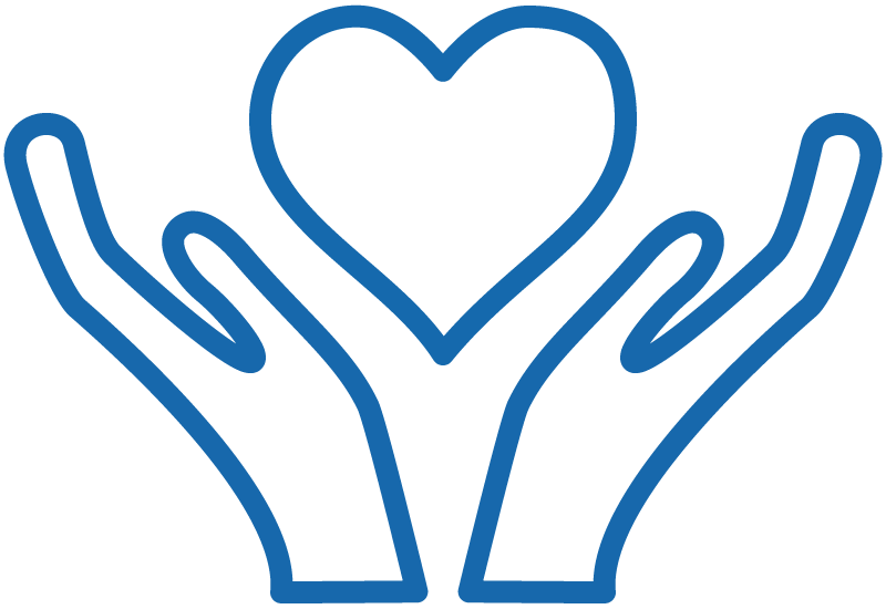 Grapic of hands with heart representing employee retention