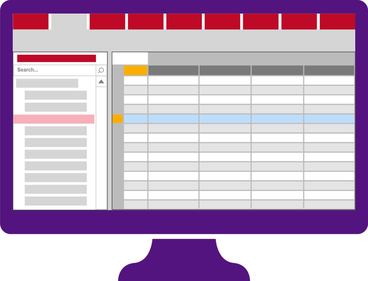 Computer screen graphic with representation of Microsoft Access app