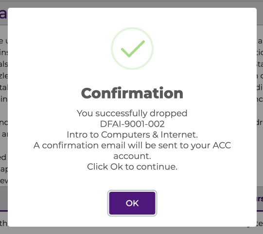 Confirmation of drop