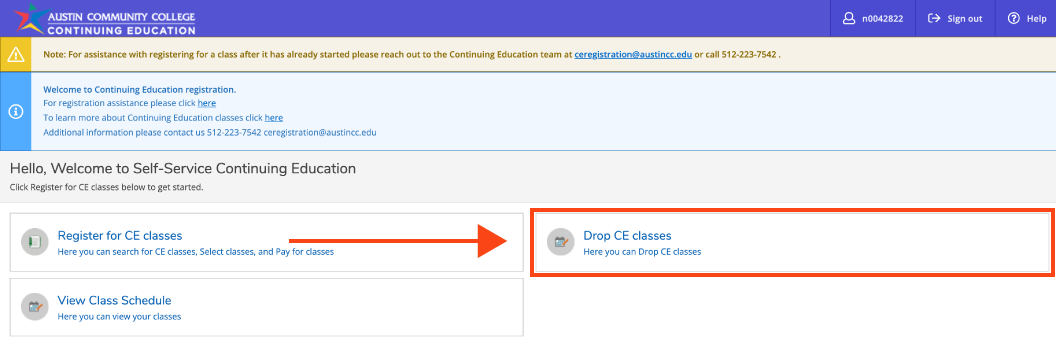 Arrow pointing at the Drop CE classes button