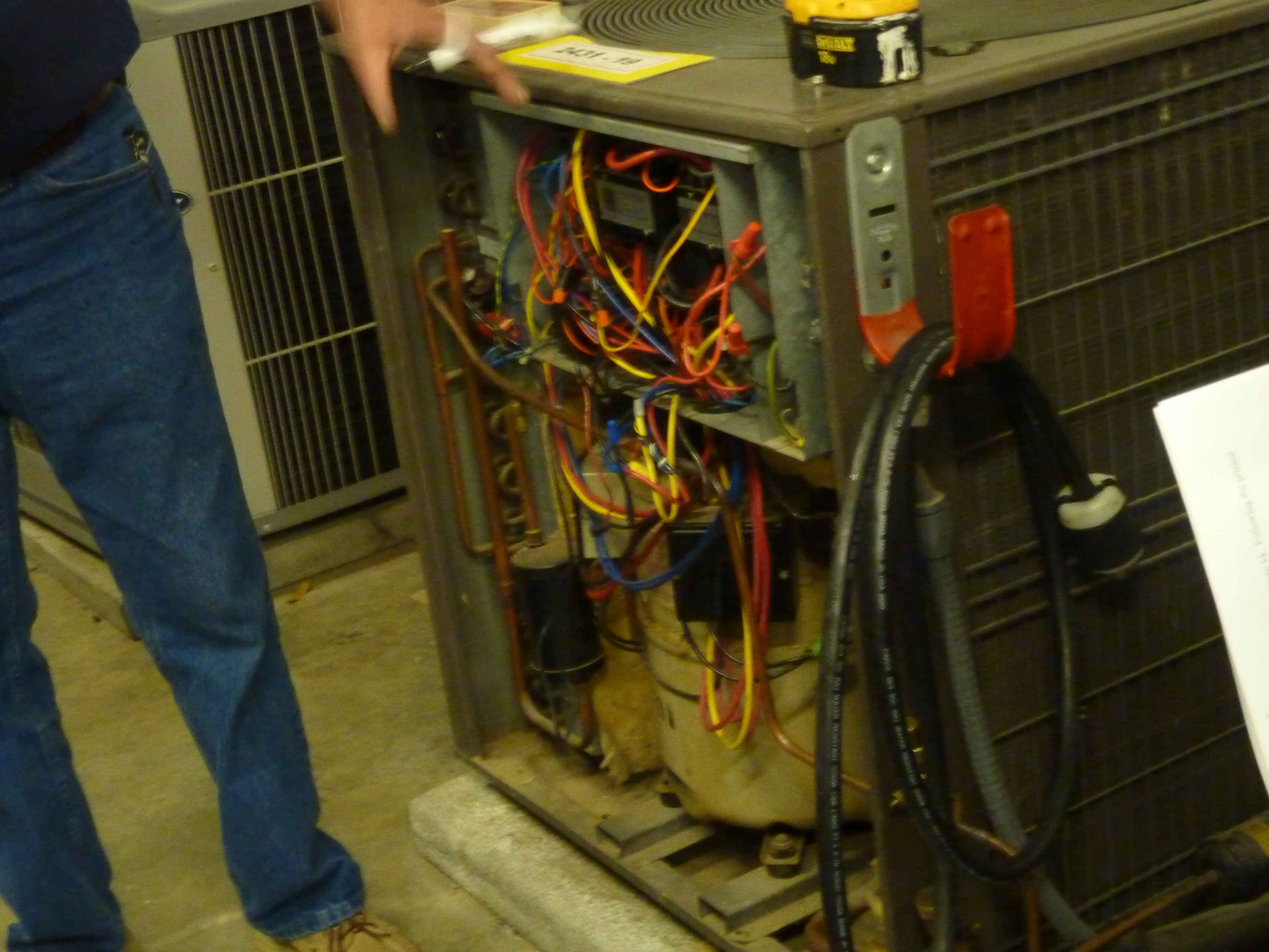 open compressor showing wiring
