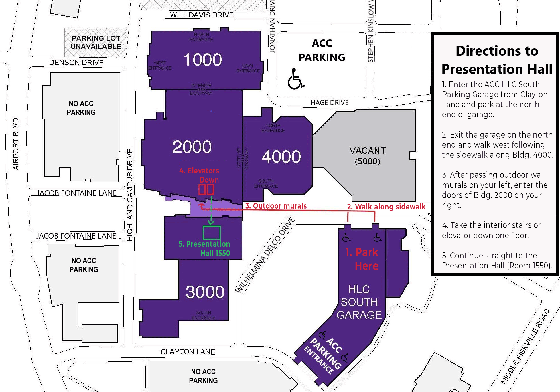 Directions to HLC Presentation Hall