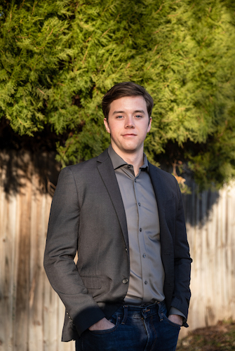 Austin Community College District (ACC) student Jack Russell poses for a portrait outside his residence on Friday, January 8, 2021. Russell was named a 2020-2021 Student Technology Champion by the League for Innovation in the Community College and was selected for the Terry O’Banion Student Technology Award.